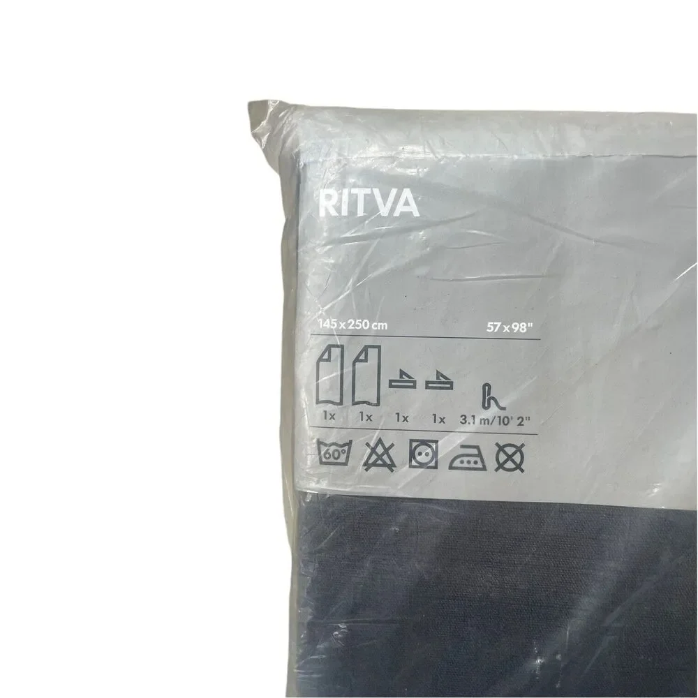 Ikea RITVA Curtains 1 pair 100% Cotton with Tie-Backs 57